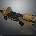 Military Vehicle Amphibious Sand Colored Design Open Cargo Area With Antenna And Storage Compartments