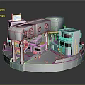 3D Cartoon Scene Featuring Colorful Structures Platforms Neon Screens And Small Red Elements 3d model