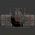 Futuristic Sci-Fi Spaceship 3D Model With Metallic Modular Sections And Red Accents