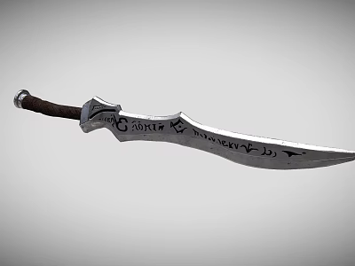 Fantasy Character And Mythical Creature With Engraved Steel Sword Brown Hilt 3d model