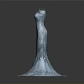 Man Created Blue Off Shoulder Beaded Mermaid Evening Gown With Sparkling Sequins