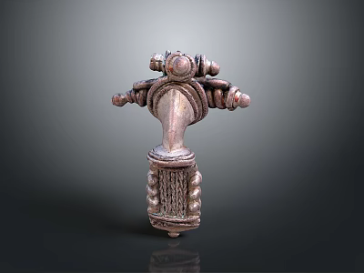 Artisan Crafted Metal Sculpture with Intricate Decorative Carvings and Ornate Details 3d model