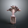 Artisan Crafted Metal Sculpture with Intricate Decorative Carvings and Ornate Details