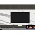 Modern TV Background Wall Design With Marble Texture And Fireplace Accent 3d model