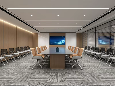 Modern Meeting Room Meeting Room Conference Table Conference Chair Office Chair Office Space Chair Table Glass Partition Office Meeting Room Large Meeting Room 3d model