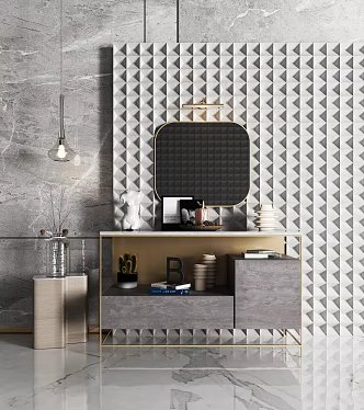 Light Luxury Side Cabinet 3d model