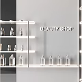 Beauty Shop Display Shelves With Neatly Arranged Cosmetic Products In Modern Design