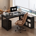 Office Desk Boss Chair Corner Desk Bookshelf Rotating Chair Leather Chair File Box Book Folder Boss Sofa Computer Shutter Window Exterior Draws Paper 3d model