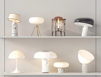 Modern Cream Wind Table Lamp Combination Marble Mushroom Table Lamp Glass Table Lamp 3d model