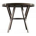 Round Wooden Top Coffee Table With Modern Metal Crossed Legs Design