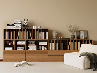 Antique Bookcase Modern Cream Style Bookshelf Jewelry Ornaments Book Open Decorative Cabinet Study Cabinet 3d model
