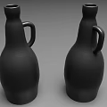 Two Black Matte Spice Bottles With Handles For Modern Kitchen Use 3d model