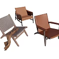 Modern Leisure Chairs with Woven Leather Seats and Sleek Metal Legs Design