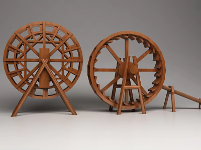 Decorative Wooden Water Wheel Garden Ornaments For Outdoor Landscaping Design 3d model