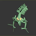 Green Fantasy Creature With Spiked Tail Slender Limbs And 3D Rendered Model 3d model