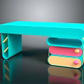 Colorful Modern Furniture Design With Turquoise Top And Pink Yellow Storage Compartments Round Knobs