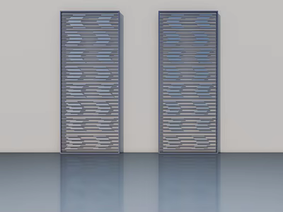 Modern Interior Swing Doors With Striped Pattern And Smooth Surface Design 3d model