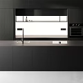 Modern Kitchen Interior Design With Dark Matte Cabinets Island Countertop And Appliances