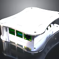 White Electronic Device With Multiple Green Blue USB Ports And Modern Sleek Design