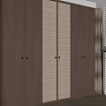 Modern Luxury Wooden Wardrobe With Lattice Panel Doors And Brass Handles