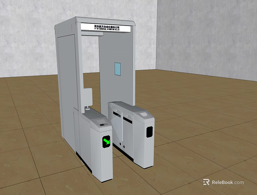 Public Facility Security Gate And Turnstile With Digital Display And Indicator 3d model