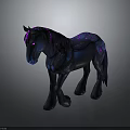 A Shiny Purple And Blue Horse With Neon Glowing Effects In Fantasy Digital Art Design