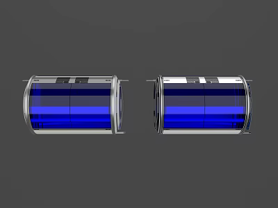 Two Transparent Drum Shaped Playground Equipment With Blue Stripes And Silver Frames 3d model