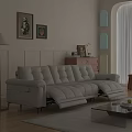 Modern Three Seater Leather Sofa With Reclining Function And Tufted Design In Elegant Living Room