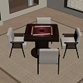 Modern Chess and Card Room Mahjong Room Mahjong Table and Chair Entertainment Room Smoking Light New Chinese Screen 3d model