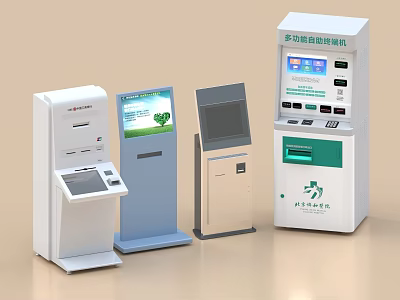 Smart Machines Self Service Terminals With Multifunctional Interactive Screens And Service System 3d model