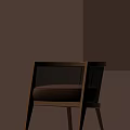 Single Chair with Wooden Frame and Beige Cushion Against Light Colored Wall and Light Shadow Effect