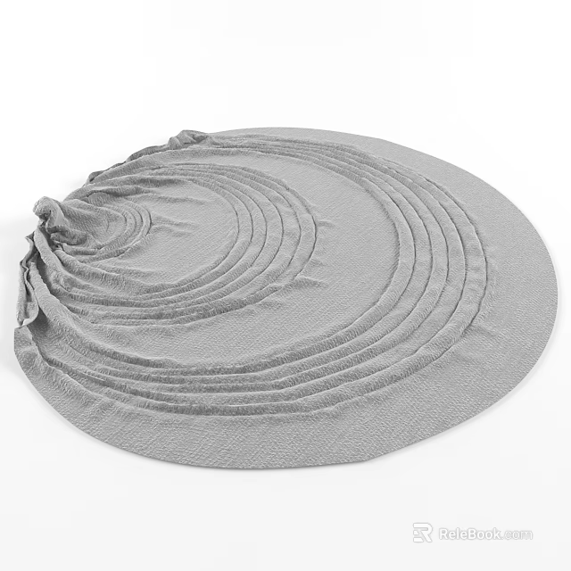 Light Gray Round Rug With Spiral Pattern Soft Fabric Modern Design 3d model 