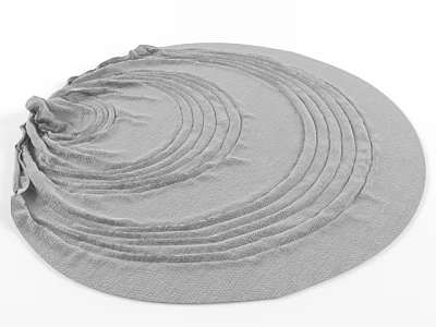 Light Gray Round Rug With Spiral Pattern Soft Fabric Modern Design 3d model