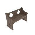 Rustic Wooden Leisure Bench With Clover Shaped Cutouts And Carved Side Details