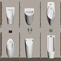 Modern Wall Mounted Urinal Designs In Public Bathroom With Various Styles 3d model