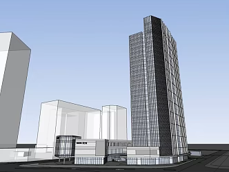 modern office building urban complex 3d model