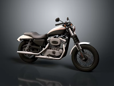 Retro White and Black Motorcycle With Black Seat Chrome Trim and Sleek Design 3d model