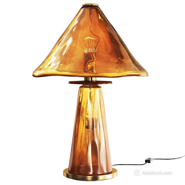 Amber Glass Table Lamp With Modern Elegant Design And Smooth Shade 3d model 