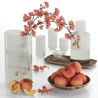 Modern fruit plate floral peach fruit plate combination 3d model