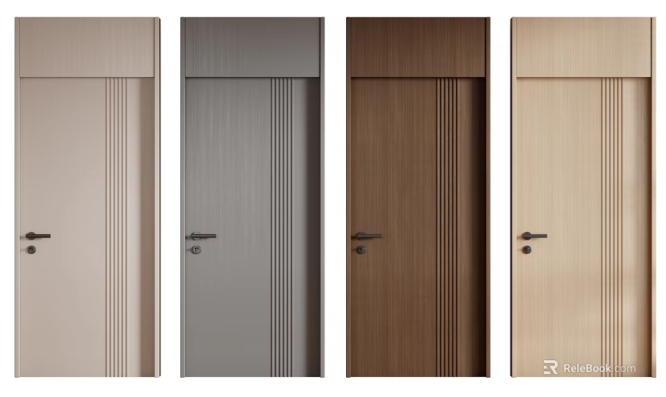 Modern Hinged Swing Doors with Various Wood and Metal Finishes for Home Use 3d model 