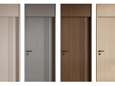 Modern Hinged Swing Doors with Various Wood and Metal Finishes for Home Use 3d model