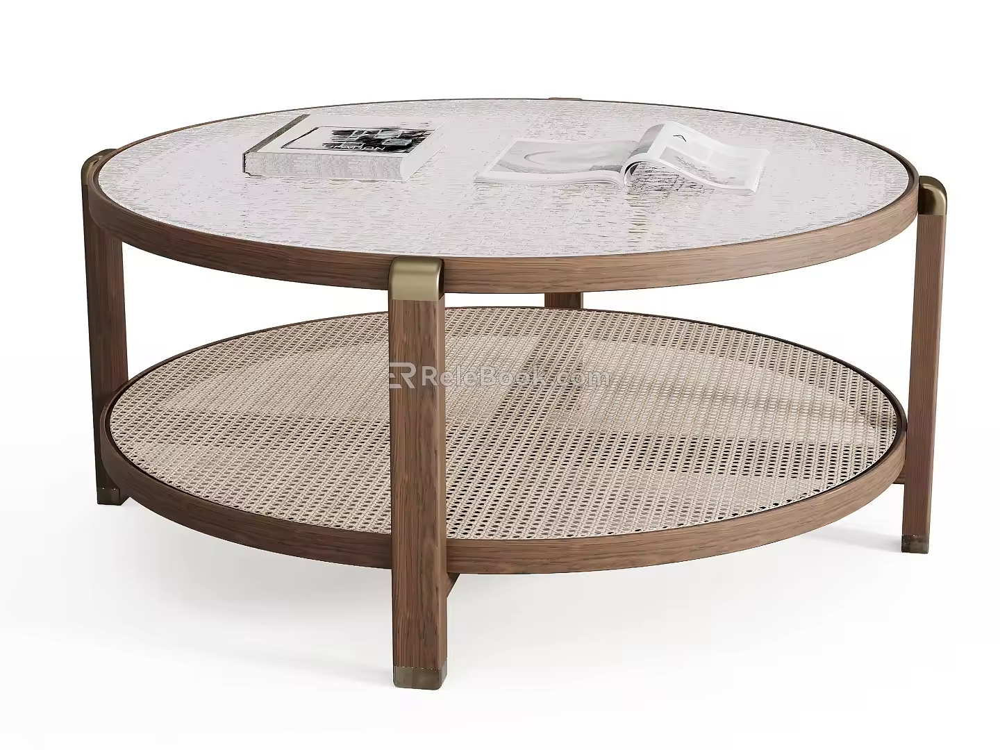 Ancient style tea table glass coffee table round coffee table 3d model