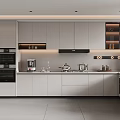 Modern Kitchen Interior Design With White Cabinets Built-in Appliances And Sleek Countertop