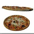 Freshly Baked Pizza Topped With Black Olives Green Peppers And Melted Cheese