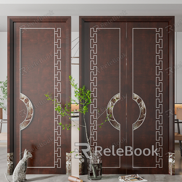 New Chinese style double door single door model