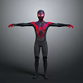 Spider Man 3D Model In Black Red Costume With Spider Logo And Outstretched Arms