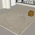 Square White Rug With Circular Geometric Patterns In Modern Bright Room 3d model