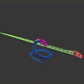 Fantasy Character Weapon Staff With Coiled Snake Head Design And Smooth Black Surface