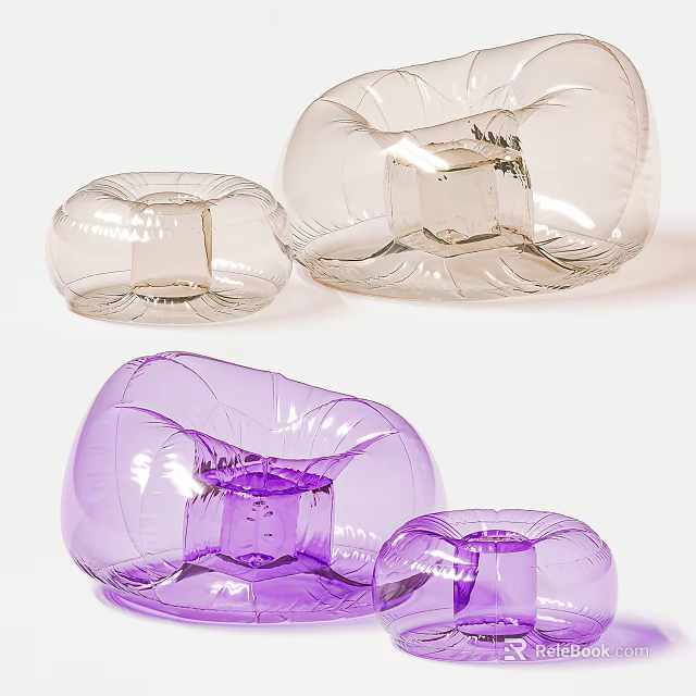 Transparent And Purple Inflatable Bean Bag Chairs Modern Design For Home Use 3d model 