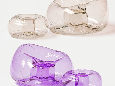 Transparent And Purple Inflatable Bean Bag Chairs Modern Design For Home Use 3d model